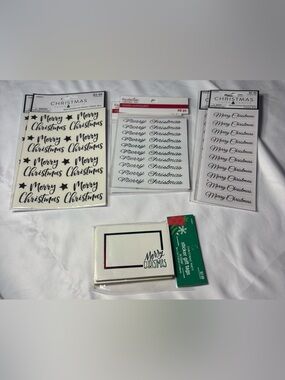 8 New Recollections Merry Christmas Sticker & Gift Tag Set - White, Black, Green